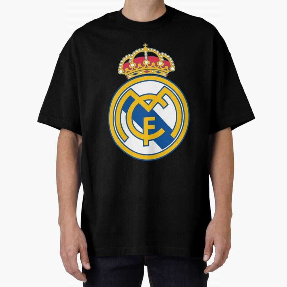 The Madrid CF Logo Oversized T-Shirt Remember Iconic Moments from Match Day Hype around FIFA World Cup 2026, Messi, CR7 and Mbappe, Portugal, Global Supporter Spirit, Legendary Goals, National Colors and Tournament Celebration; Perfect for