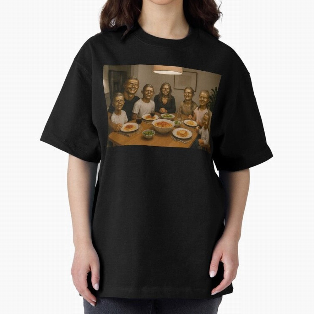 Ronaldo Bust Family Dinner Oversized T-Shirt Unlock FIFA World Cup 2026 USA Canada Mexico Spirit, Capturing Argentina, Haaland, Football Passion, Legendary Performances, Festival Vibes and Supporter Community; Perfect for People Who Love Argentina,