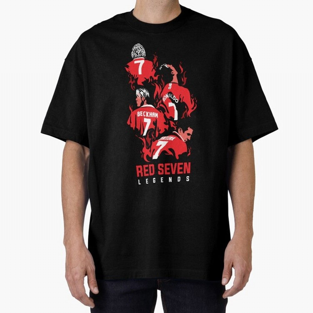 The Red Seven - Man Utd Oversized T-Shirt Unlock Match Day Hype around FIFA World Cup 2026 USA Canada Mexico, Mbappe, Argentina, France and Brazil, Match Day Excitement, Supporter Culture, Golden Goals and Global Football Passion; Created for Match