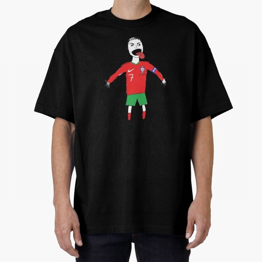 Badly Drawn Ronaldo Oversized T-Shirt Remember Iconic Moments from the FIFA World Cup 2026 USA Canada Mexico Journey through Neymar Highlights, Brazil, Portugal and Argentina Pride, Sports Nostalgia, International Competition, Famous Players and