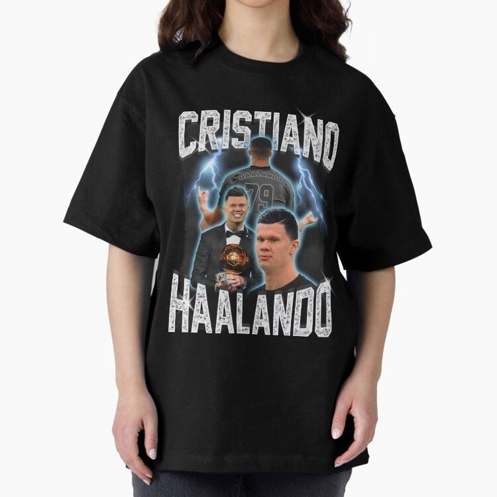 Cristiano Haalando Oversized T-Shirt Enjoy the FIFA World Cup 2026 USA Canada Mexico Journey through Cristiano Ronaldo, Haaland and CR7 Highlights, Brazil Pride, Fan Favorite Moments, National Team Passion, Big Match Drama and Soccer History; Great