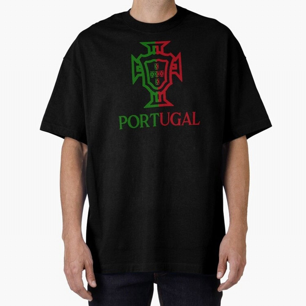 Portugal Tuga Oversized T-Shirt Show Your Love for Global Football Passion for FIFA World Cup 2026, Built around CR7 and Messi, Portugal, Sports Nostalgia, International Competition, Famous Players and Unforgettable Victories; Ideal for Passionate