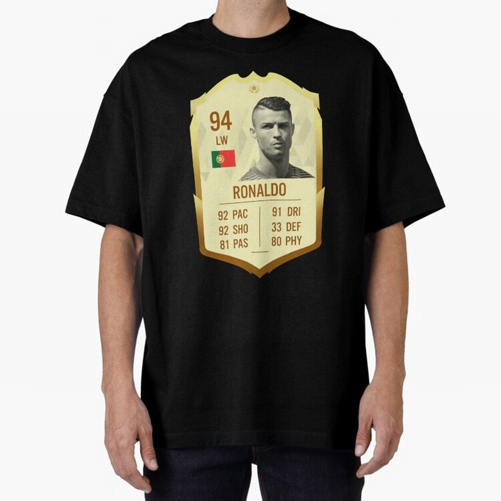 Cristiano Ronaldo Ultimate Card Oversized T-Shirt Treasure FIFA World Cup 2026 for Fans of Mbappe and Neymar and Spain, Bringing Football History, Final Match Energy, Crowd Noise and Once in a Lifetime Moments; Great for Watch Parties, Sports Bars,