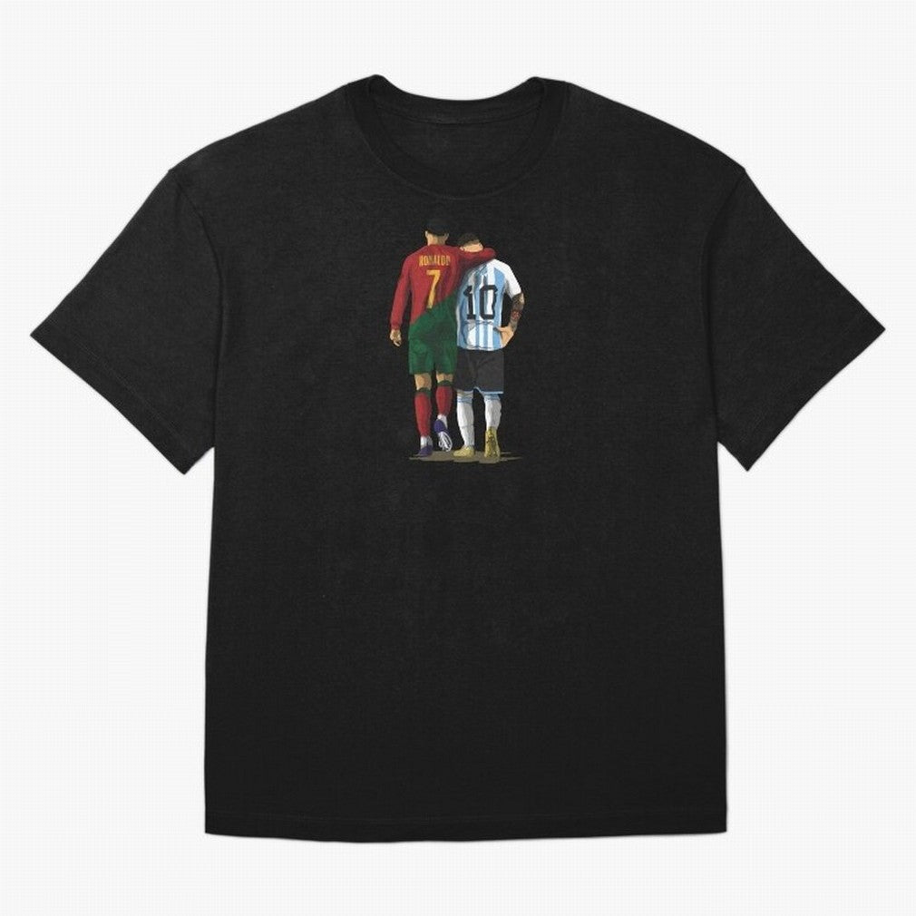 Messi Ronaldo Chit Chat Illustration Oversized T-Shirt Join Supporters Worldwide for FIFA World Cup 2026 Spirit, Driven by Spain and Netherlands, Neymar, Haaland and Cristiano Ronaldo, Global Supporter Spirit, Legendary Goals, National Colors and