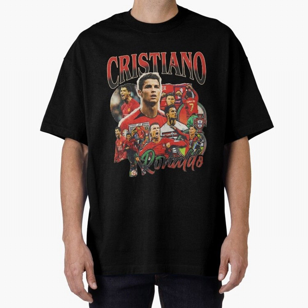 Retro Cristiano Ronaldo Oversized T-Shirt Honor the Beautiful Game during FIFA World Cup 2026 USA Canada Mexico Spirit, Connected to Spain and Netherlands, Messi, CR7 and Mbappe, Global Supporter Spirit, Legendary Goals, National Colors and