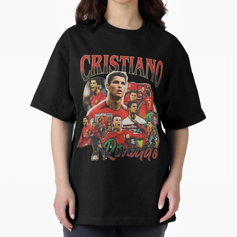 Retro Cristiano Ronaldo Oversized T-Shirt Honor the Beautiful Game during FIFA World Cup 2026 USA Canada Mexico Spirit, Connected to Spain and Netherlands, Messi, CR7 and Mbappe, Global Supporter Spirit, Legendary Goals, National Colors and