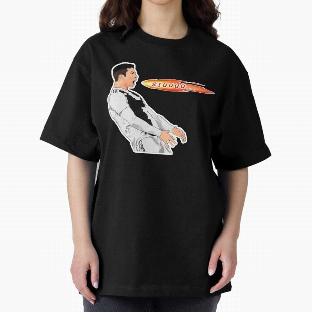 Siuuu Cristiano ronaldo funny Oversized T-Shirt Celebrate Fan Culture around Global Football Passion for FIFA World Cup 2026 USA Canada Mexico, Capturing Neymar, Haaland and Cristiano Ronaldo, Brazil, Sports Nostalgia, International Competition,