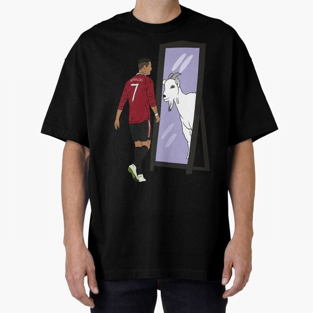 Cristiano Ronaldo Mirror GOAT Oversized T-Shirt Enjoy FIFA World Cup 2026 Spirit, with Argentina, Cristiano Ronaldo, Stadium Memories, Football Loyalty, International Chants and Championship Tradition; Perfect for Supporters Who Want Bold Football