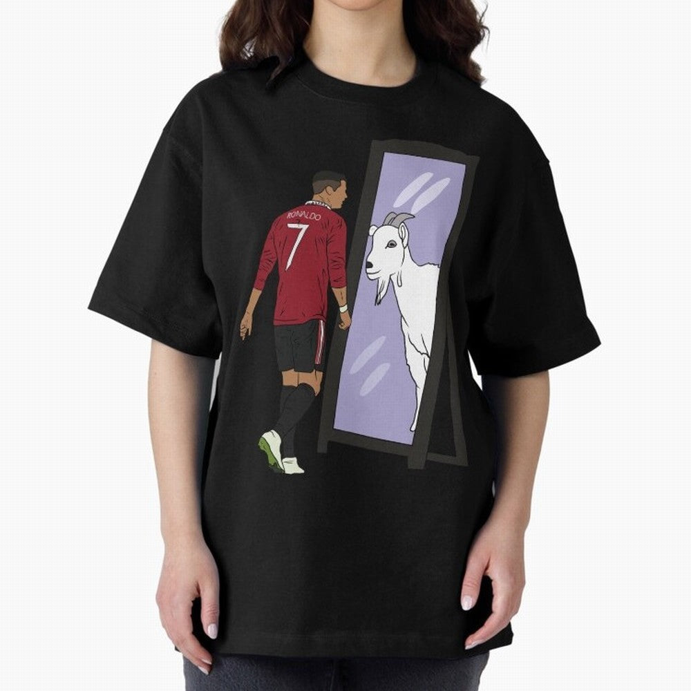 Cristiano Ronaldo Mirror GOAT Oversized T-Shirt Enjoy FIFA World Cup 2026 Spirit, with Argentina, Cristiano Ronaldo, Stadium Memories, Football Loyalty, International Chants and Championship Tradition; Perfect for Supporters Who Want Bold Football