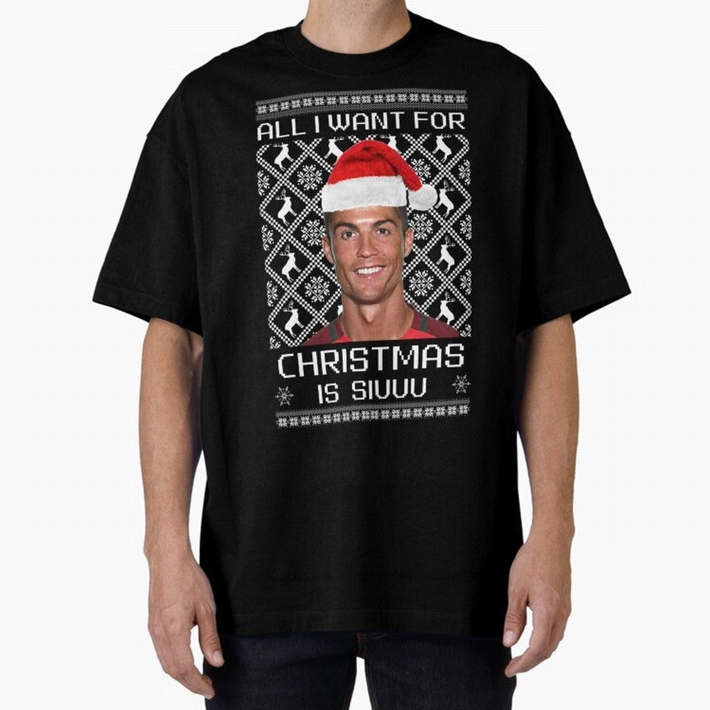 cristiano ronaldo siuuu christmas sweater Oversized T-Shirt Mark Global Football Passion for FIFA World Cup 2026, Made for Messi, Neymar and Mbappe, France and Portugal, Sports Nostalgia, International Competition, Famous Players and Unforgettable