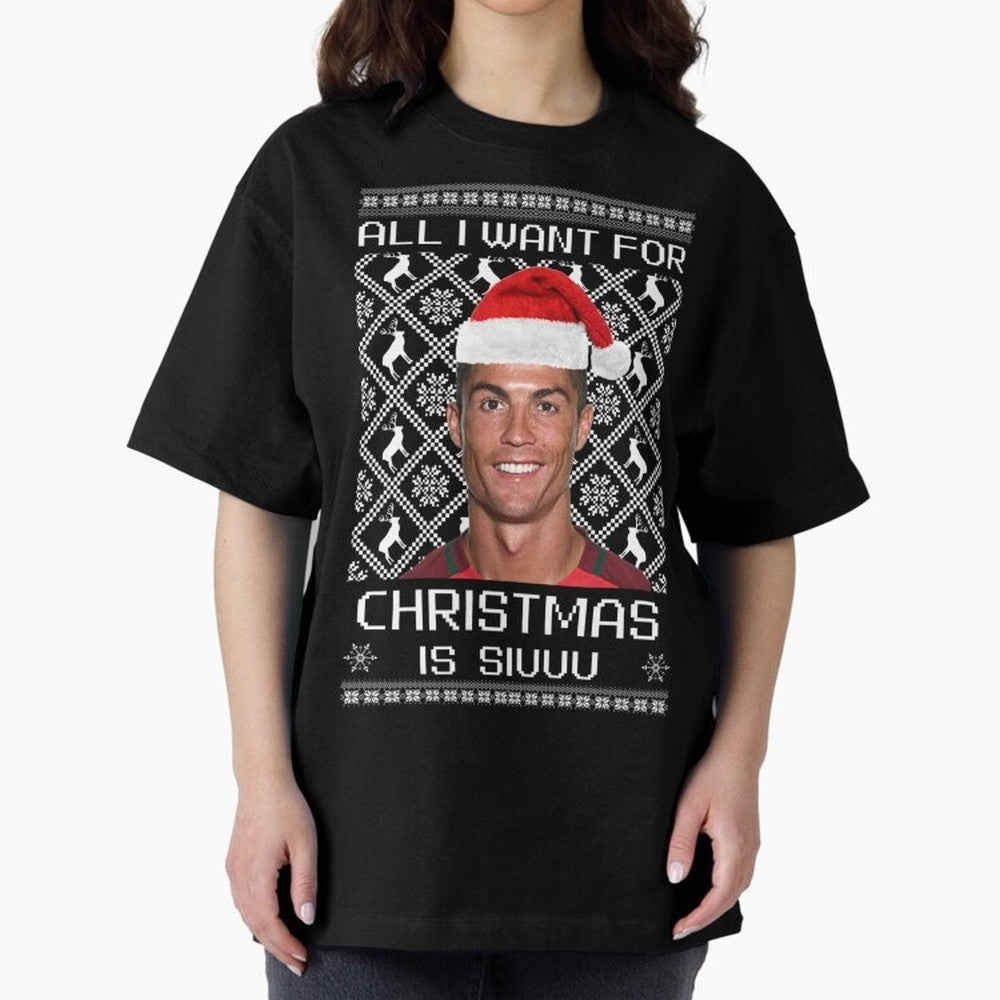 cristiano ronaldo siuuu christmas sweater Oversized T-Shirt Mark Global Football Passion for FIFA World Cup 2026, Made for Messi, Neymar and Mbappe, France and Portugal, Sports Nostalgia, International Competition, Famous Players and Unforgettable