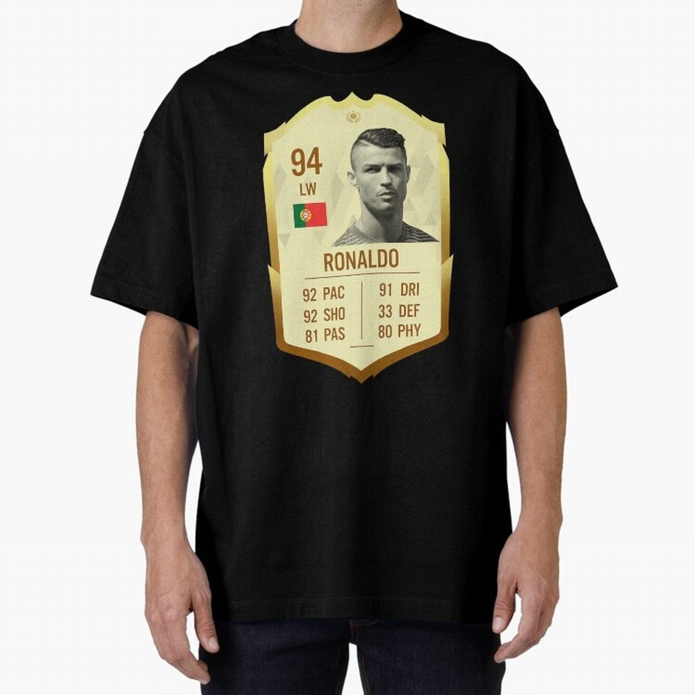 Cristiano Ronaldo Ultimate Card Oversized T-Shirt Stand Out with Spirit from FIFA World Cup 2026 Group Stage for Fans of Cristiano Ronaldo, Haaland and CR7 and France and Portugal, Bringing Goal Celebration Energy, Supporter Heritage, Football