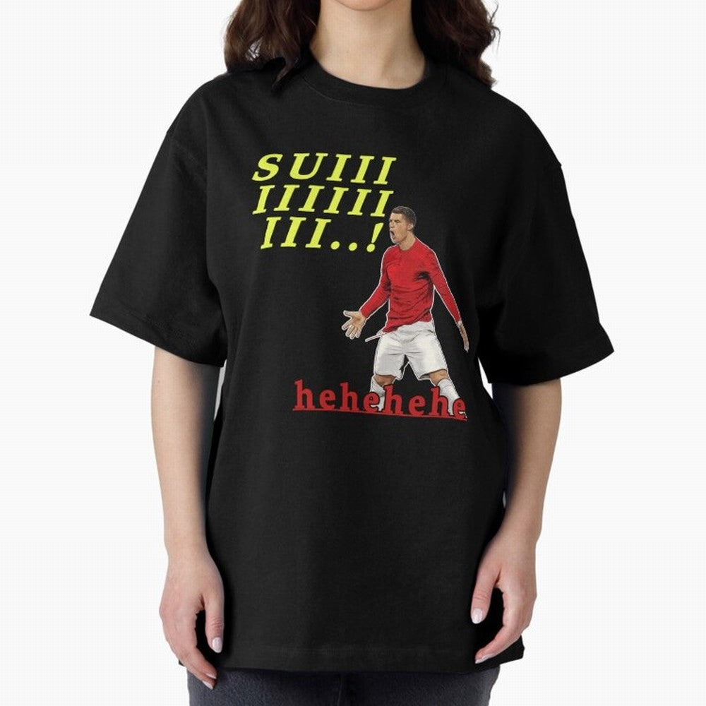 Hehehe suiii !! Cristiano ronaldo goal Oversized T-Shirt Fuel Your Fan Pride for the FIFA World Cup 2026 USA Canada Mexico Journey through Messi, Neymar and Mbappe Highlights, Brazil, Portugal and Argentina Pride, Football Passion, Legendary