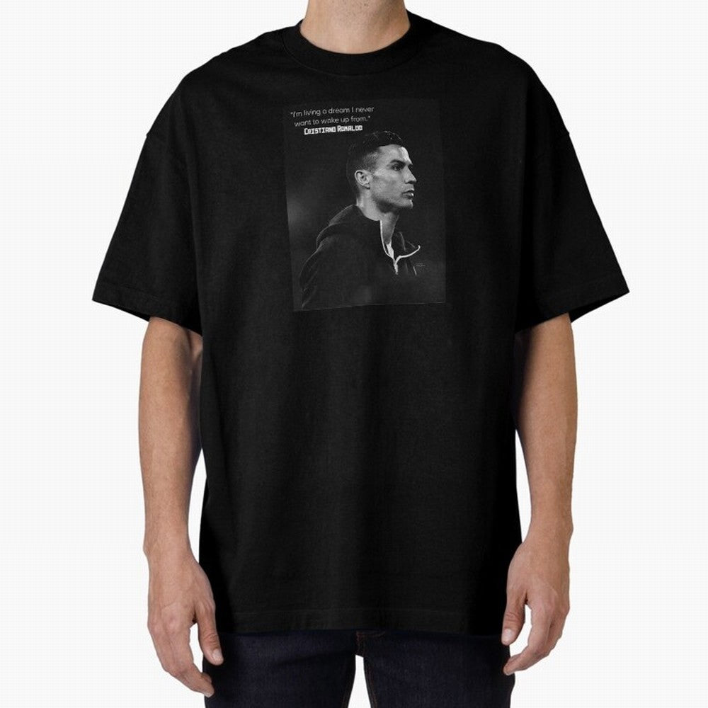 Cristiano Ronaldo motivational quote Oversized T-Shirt Enjoy the Biggest Football Party of FIFA World Cup 2026 for Fans of Messi and Cristiano Ronaldo and Germany, Bringing Sports Nostalgia, International Competition, Famous Players and