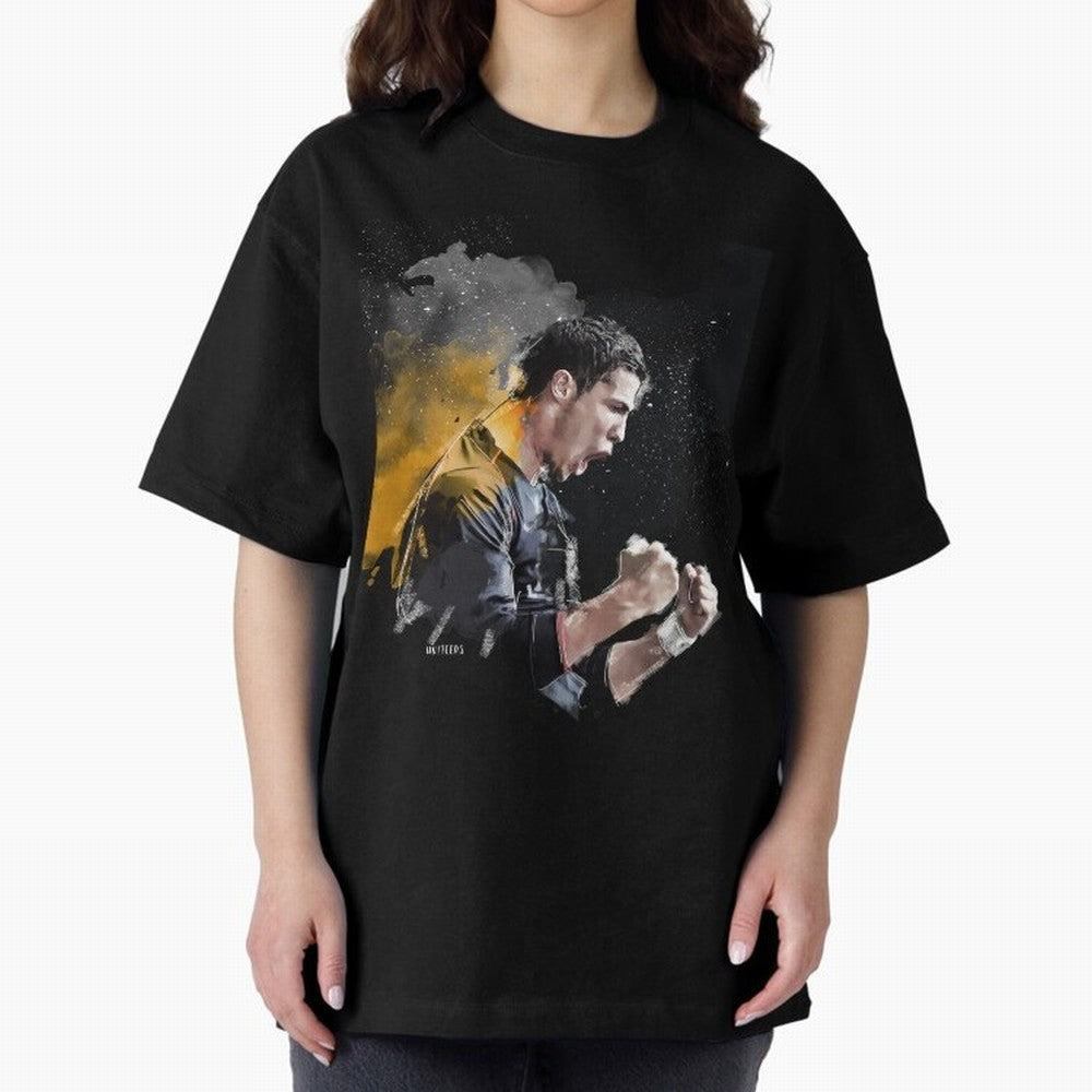 CRISTIANO RONALDO PAINTING Oversized T-Shirt Honor Football Greatness during FIFA World Cup 2026 USA Canada Mexico Connected to Messi and Cristiano Ronaldo, Spain and Netherlands Energy, Football Festival Excitement, Trophy Ambitions, Country