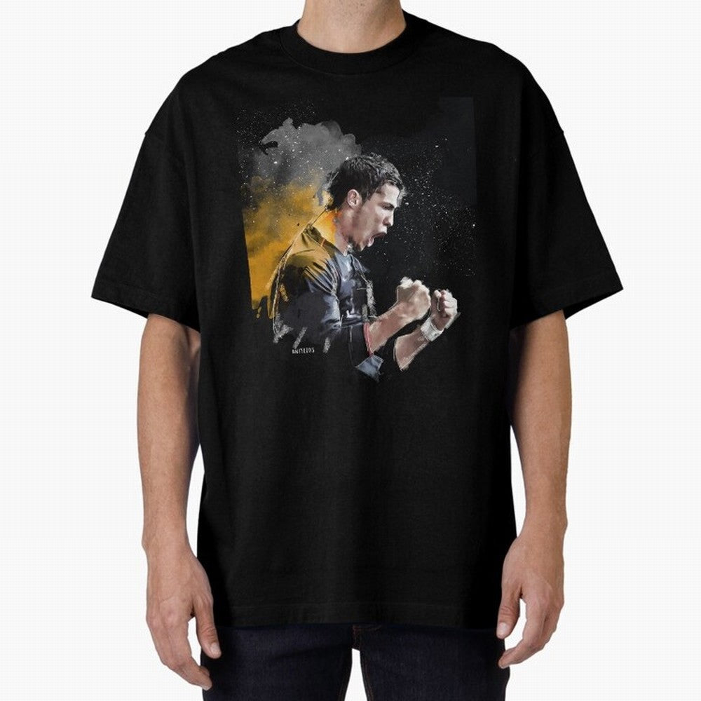 CRISTIANO RONALDO PAINTING Oversized T-Shirt Honor Football Greatness during FIFA World Cup 2026 USA Canada Mexico Connected to Messi and Cristiano Ronaldo, Spain and Netherlands Energy, Football Festival Excitement, Trophy Ambitions, Country