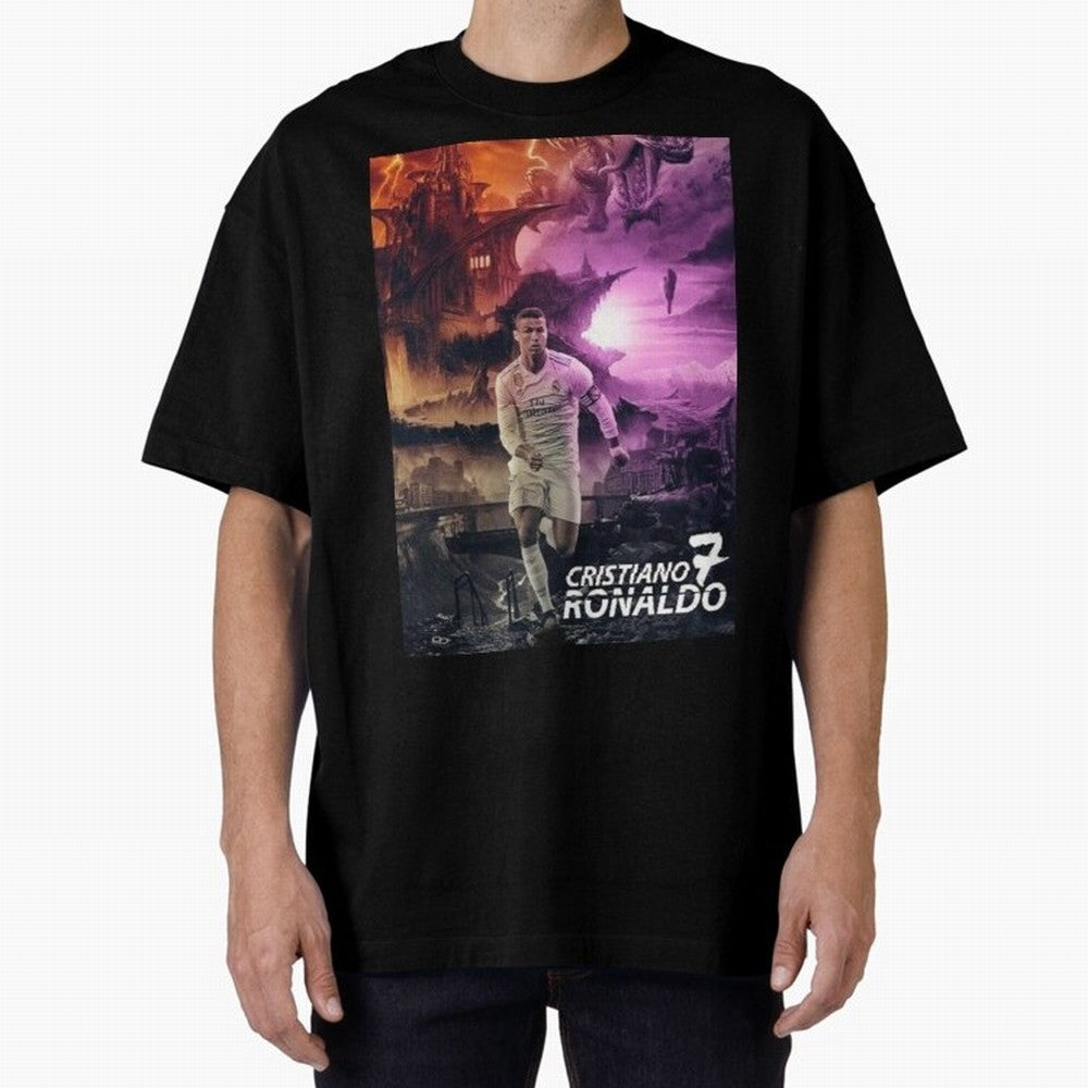 Cristiano Ronaldo | CR7 Design Oversized T-Shirt Bring Match Day Fire to FIFA World Cup 2026 USA Canada Mexico for Fans of Cristiano Ronaldo and Spain, Bringing Football Festival Excitement, Trophy Ambitions, Country Rivalries and Star Player Buzz;