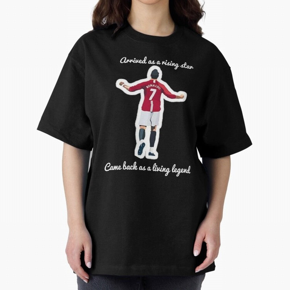 Cristiano Ronaldo Manchester United Siu Siuuu MUFC Oversized T-Shirt Stand Proud for Global Football Passion for FIFA World Cup 2026 Group Stage, Filled with Cristiano Ronaldo, Haaland and CR7, Brazil, Portugal and Argentina, Vintage Soccer Flavor,
