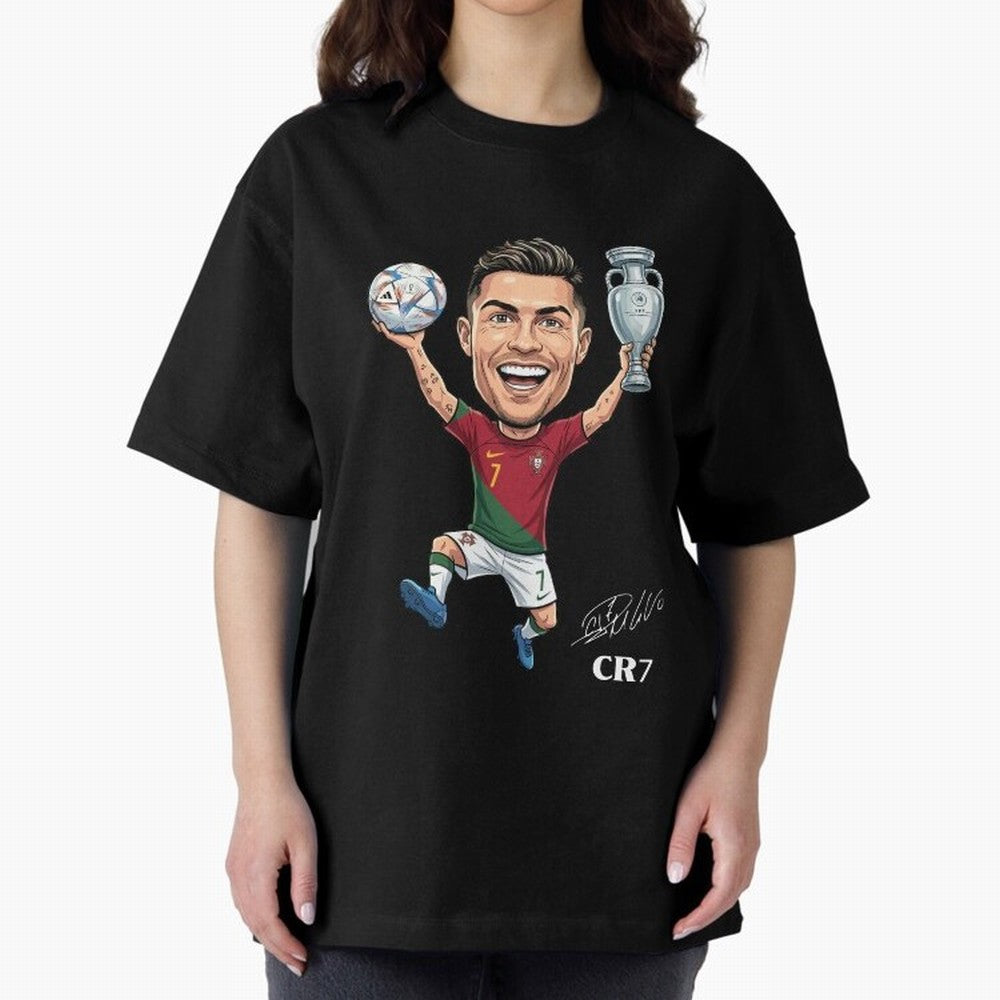 Cristiano Ronaldo Campion Oversized T-Shirt Keep Football History Alive during the FIFA World Cup 2026 USA Canada Mexico Journey through Neymar, Haaland and Cristiano Ronaldo Highlights, Argentina and Brazil Pride, Stadium Chants, National Pride,