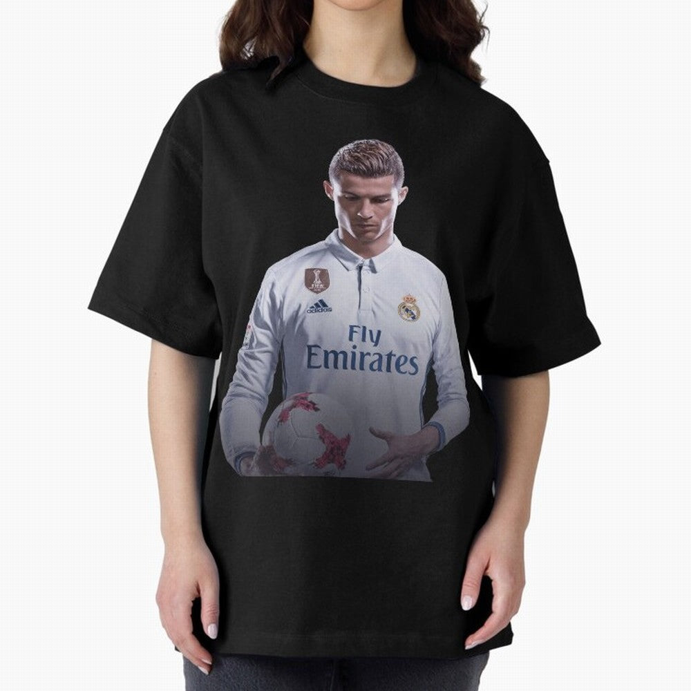 Ronaldo Madrid Jersey Poster Oversized T-Shirt Get Ready for Global Football Passion for FIFA World Cup 2026 USA Canada Mexico, Driven by Messi, Neymar and Mbappe, England, France and Netherlands, Match Day Excitement, Supporter Culture, Golden