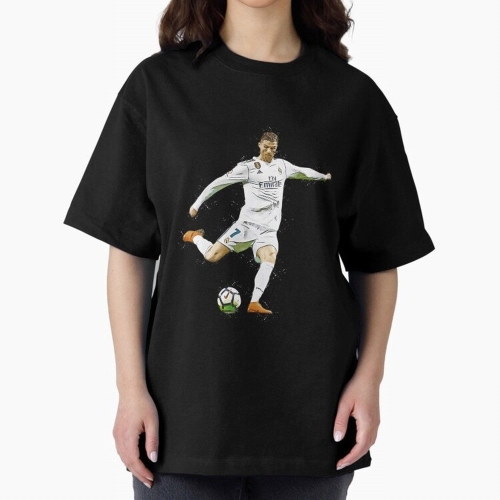 Cristiano Ronaldo Celebration Oversized T-Shirt Capture the FIFA World Cup 2026 Group Stage Journey through CR7 Highlights, Portugal, Spain and Germany Pride, Vintage Soccer Flavor, Modern Football Stars, National Flags and Final Night Emotion;