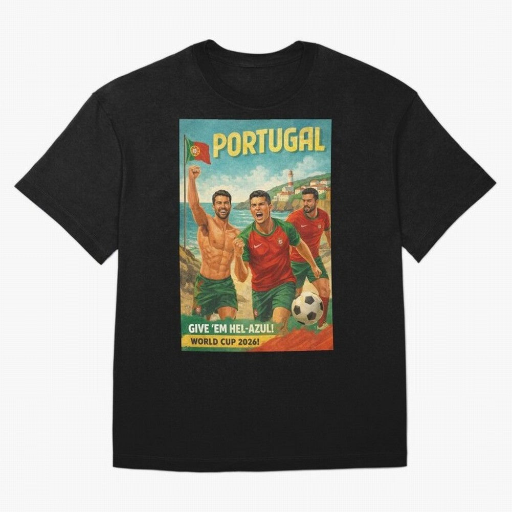 Portugal Hel-Azul Spirit at Cabo da Roca and Bel¨¦m Tower for FIFA World Cup 2026 Oversized T-Shirt Bring a Vintage Feel to FIFA World Cup 2026 Group Stage Inspired by Cristiano Ronaldo, Haaland and CR7, Germany Energy, Football History, Final