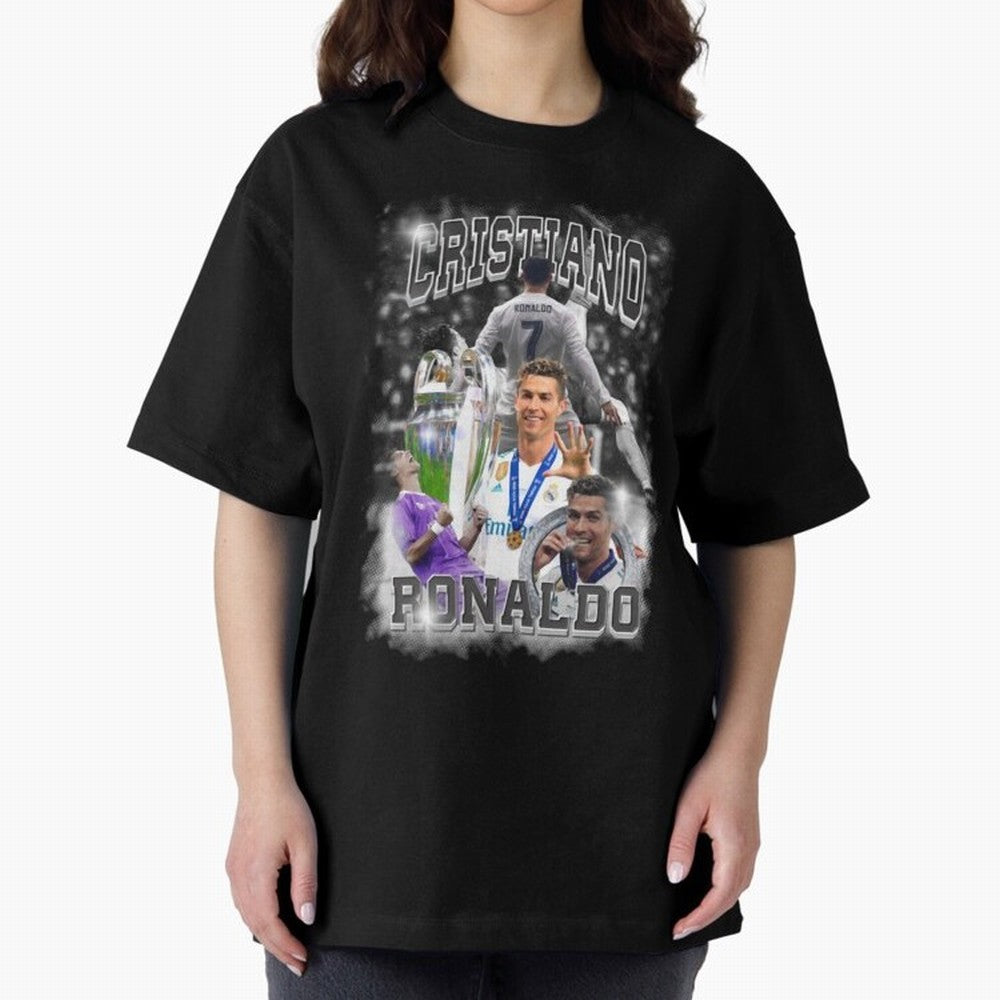 Cristiano Ronaldo Oversized T-Shirt Represent the Passion of Match Day Hype around FIFA World Cup 2026 USA Canada Mexico, Haaland, Brazil, Classic Soccer Heritage, Championship Pressure, Fan Loyalty and International Pride; Created for Match Day