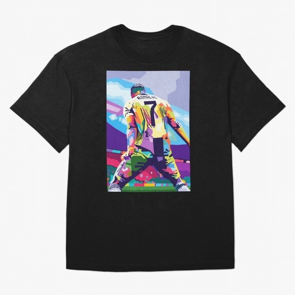 Cristiano Ronaldo Celebration Wpap Pop Art Oversized T-Shirt Show Your Love for FIFA World Cup 2026 USA Canada Mexico Spirit, Highlighting France and Portugal, Mbappe, Championship Spirit, Famous Goals, Roaring Crowds and International Football