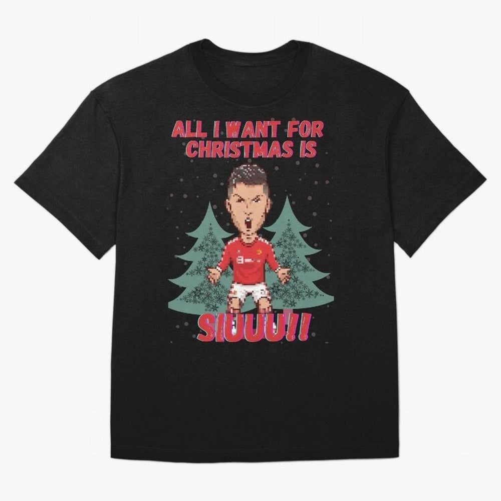 All I Want For Christmas is Siuuu Oversized T-Shirt Celebrate Global Passion for Match Day Hype around FIFA World Cup 2026 Group Stage, CR7, England, Championship Spirit, Famous Goals, Roaring Crowds and International Football Unity; Created for