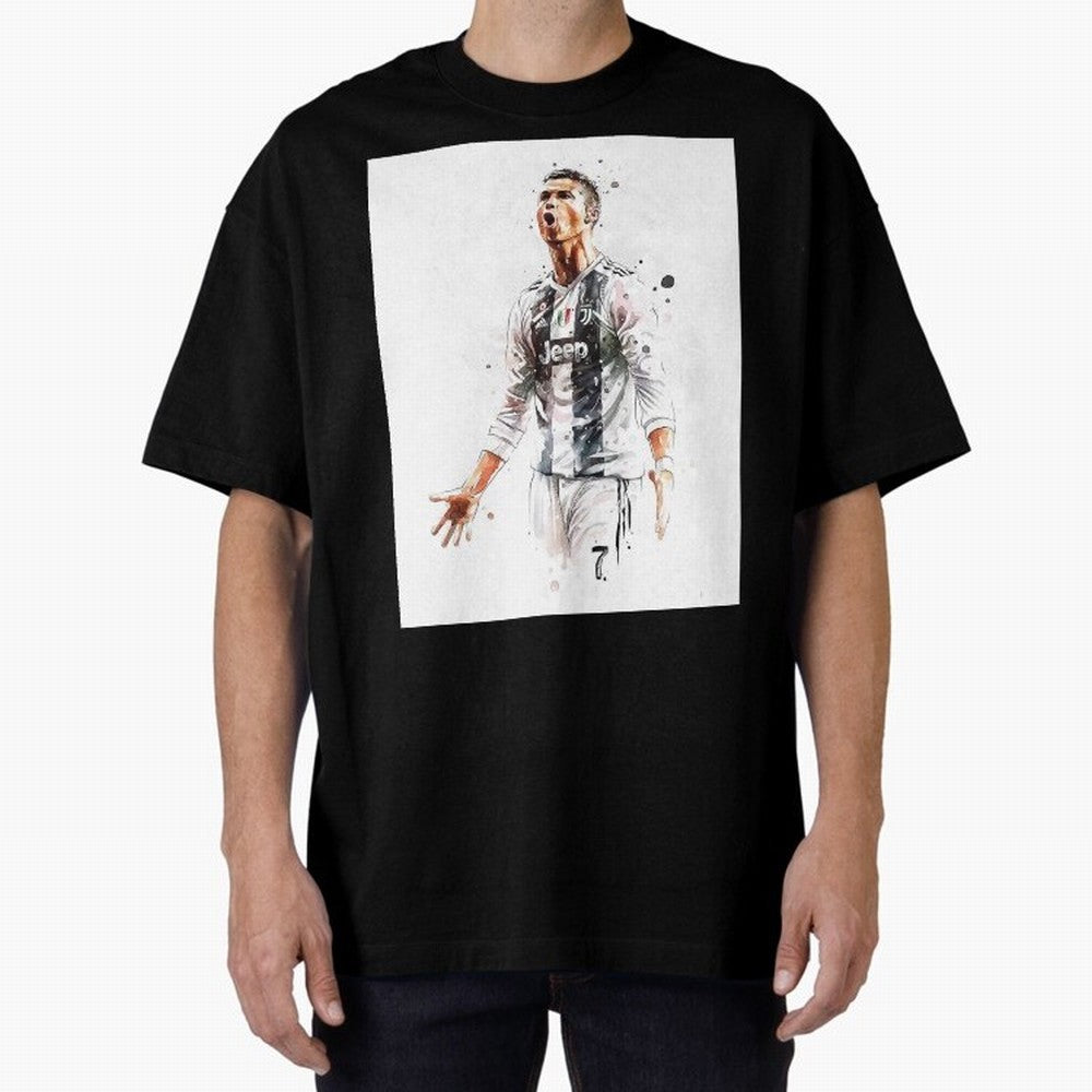 Cristiano Ronaldo Oversized T-Shirt Celebrate Soccer Greatness during FIFA World Cup 2026 Celebrating Haaland and Mbappe, Brazil Energy, Vintage Soccer Flavor, Modern Football Stars, National Flags and Final Night Emotion; Ideal for Fans Who Follow