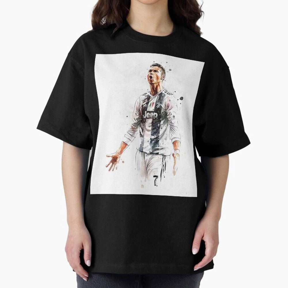 Cristiano Ronaldo Oversized T-Shirt Celebrate Soccer Greatness during FIFA World Cup 2026 Celebrating Haaland and Mbappe, Brazil Energy, Vintage Soccer Flavor, Modern Football Stars, National Flags and Final Night Emotion; Ideal for Fans Who Follow