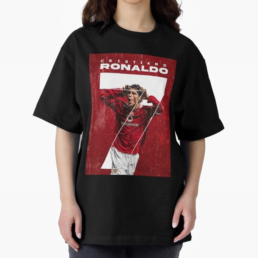 Cristiano Ronaldo Oversized T-Shirt Feel the Heartbeat of FIFA World Cup 2026 Group Stage for Fans of Mbappe and Spain and Netherlands, Bringing Retro Football Energy, Iconic Rivalries, Trophy Chase Drama and Stadium Atmosphere; Perfect for Fans,