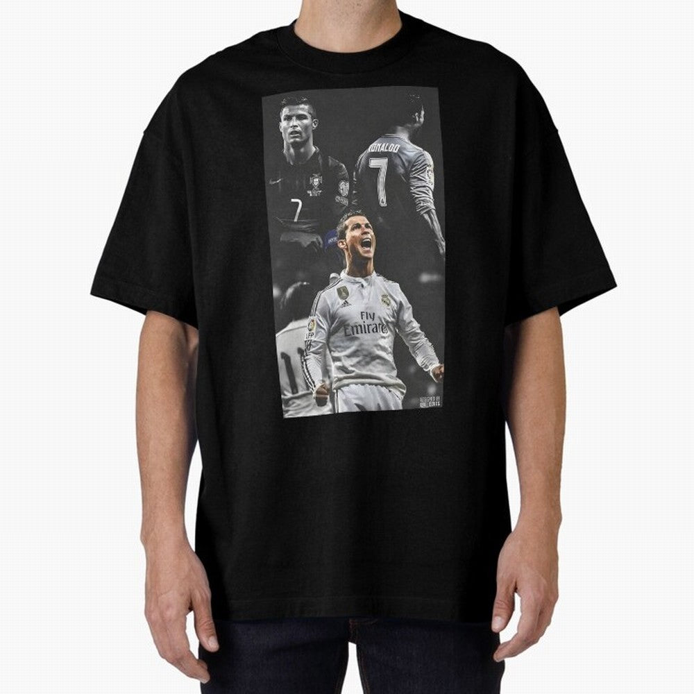 Cristiano Ronaldo CR7 Football Art Poster Oversized T-Shirt Celebrate Football Dreams Across FIFA World Cup 2026 Group Stage Spirit, Featuring Brazil, Messi, Neymar and Mbappe, Stadium Memories, Football Loyalty, International Chants and