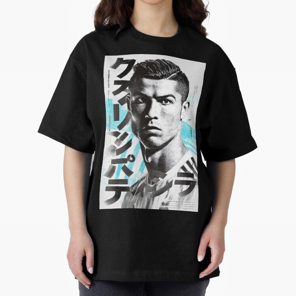 Cristiano Japanese Poster Oversized T-Shirt Get Ready for FIFA World Cup 2026 USA Canada Mexico with Cristiano Ronaldo, Argentina, France and Brazil Energy, Retro Football Energy, Iconic Rivalries, Trophy Chase Drama and Stadium Atmosphere; Perfect