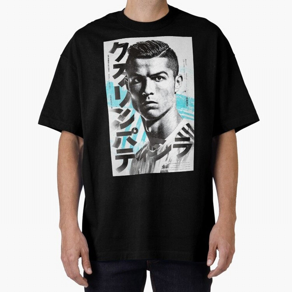 Cristiano Japanese Poster Oversized T-Shirt Get Ready for FIFA World Cup 2026 USA Canada Mexico with Cristiano Ronaldo, Argentina, France and Brazil Energy, Retro Football Energy, Iconic Rivalries, Trophy Chase Drama and Stadium Atmosphere; Perfect