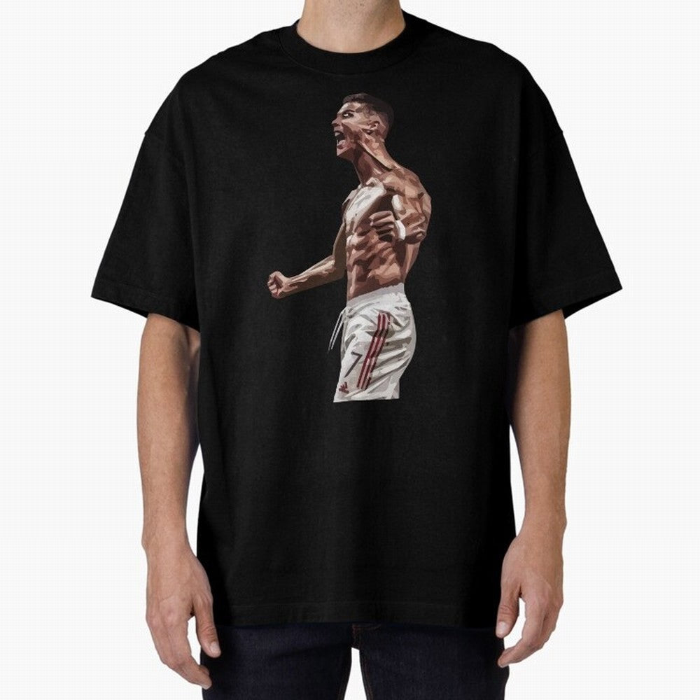 Cristiano Ronaldo - Celebration - CR7 - Manchester United Oversized T-Shirt Join the Global Buzz around Match Day Hype around FIFA World Cup 2026 Group Stage, Haaland, England, Vintage Soccer Flavor, Modern Football Stars, National Flags and Final