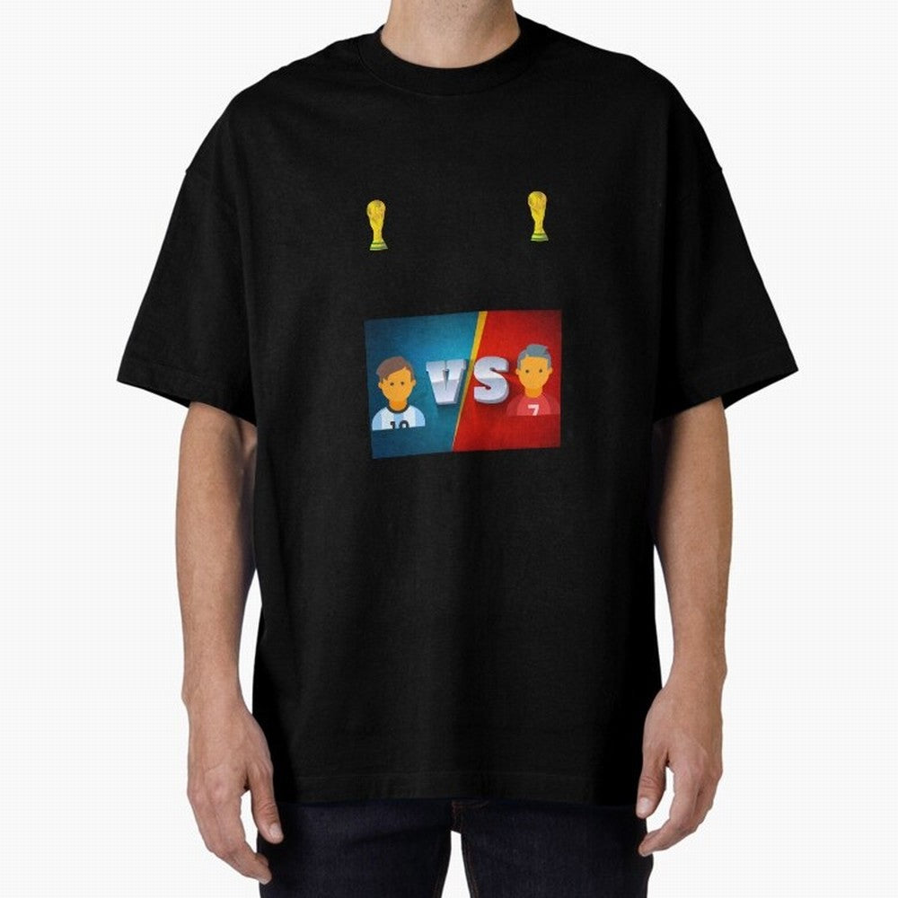 THE RONALDO VS MESSI Oversized T-Shirt Celebrate Fan Favorites in FIFA World Cup 2026 for Fans of Messi, CR7 and Mbappe and France and Portugal, Bringing Football Passion, Legendary Performances, Festival Vibes and Supporter Community; Built for