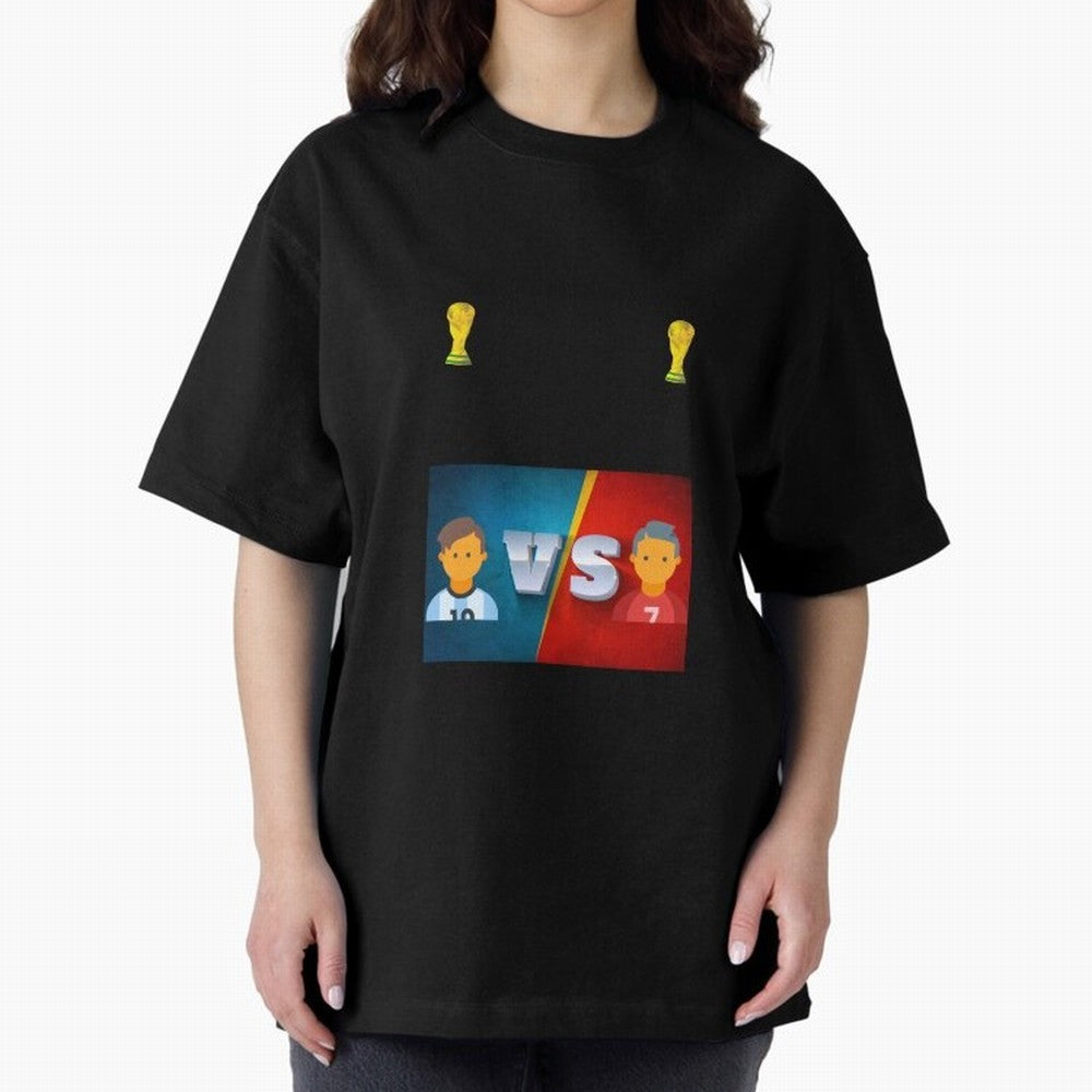 THE RONALDO VS MESSI Oversized T-Shirt Celebrate Fan Favorites in FIFA World Cup 2026 for Fans of Messi, CR7 and Mbappe and France and Portugal, Bringing Football Passion, Legendary Performances, Festival Vibes and Supporter Community; Built for