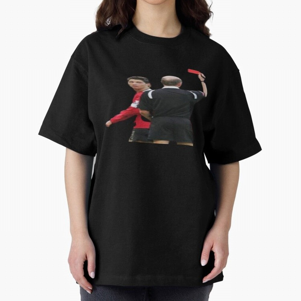 Cristiano Ronaldo Red Card Oversized T-Shirt Show Championship Spirit for Match Day Hype around FIFA World Cup 2026 USA Canada Mexico, CR7 and Messi, England and Germany, Football Passion, Legendary Performances, Festival Vibes and Supporter