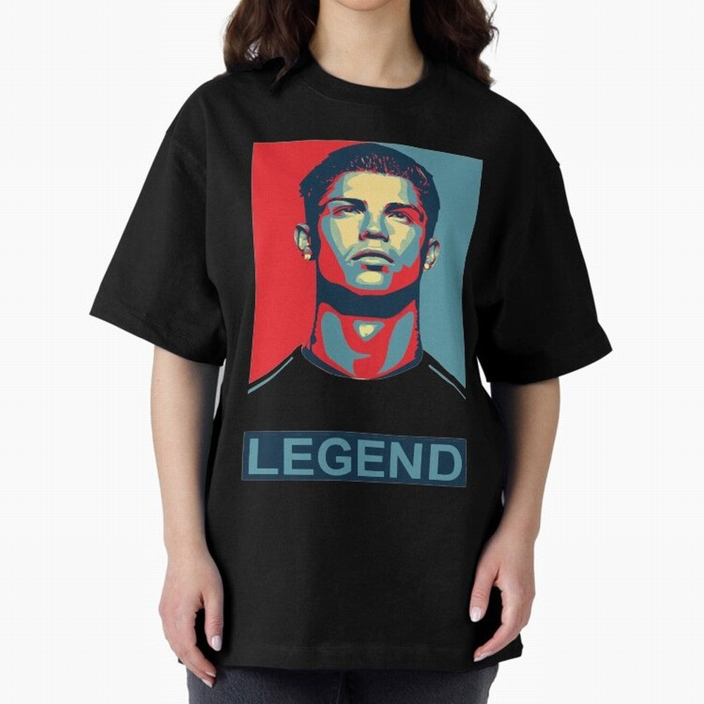 cristiano ronaldo legend Oversized T-Shirt Honor Football Greatness during Global Football Passion for FIFA World Cup 2026, Highlighting Cristiano Ronaldo, Haaland and CR7, France, Sports Nostalgia, International Competition, Famous Players and