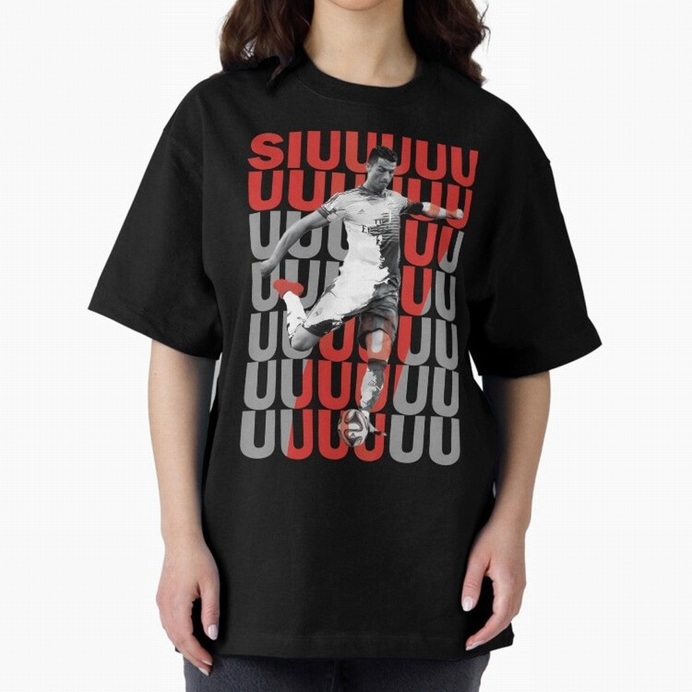 Siuuuuuu Cristiano Ronaldo Oversized T-Shirt Back the Journey through Global Football Passion for FIFA World Cup 2026 Group Stage, Centered on CR7, Argentina, France and Brazil, Goal Celebration Energy, Supporter Heritage, Football Icons and