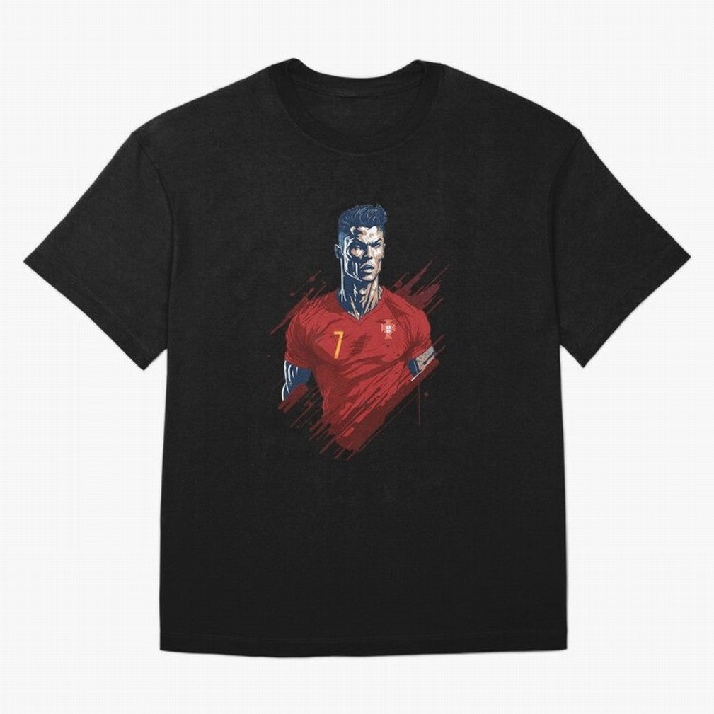 Cristiano Ronaldo splash art Oversized T-Shirt Support the FIFA World Cup 2026 Group Stage Journey through CR7 and Messi Highlights, Spain Pride, Championship Spirit, Famous Goals, Roaring Crowds and International Football Unity; Ideal for Fans Who