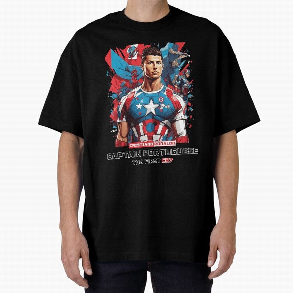 Cristiano Ronaldo Captain Portuguese Oversized T-Shirt Represent FIFA World Cup 2026 Group Stage Driven by Neymar, Haaland and Cristiano Ronaldo, Brazil Energy, Retro Football Energy, Iconic Rivalries, Trophy Chase Drama and Stadium Atmosphere;