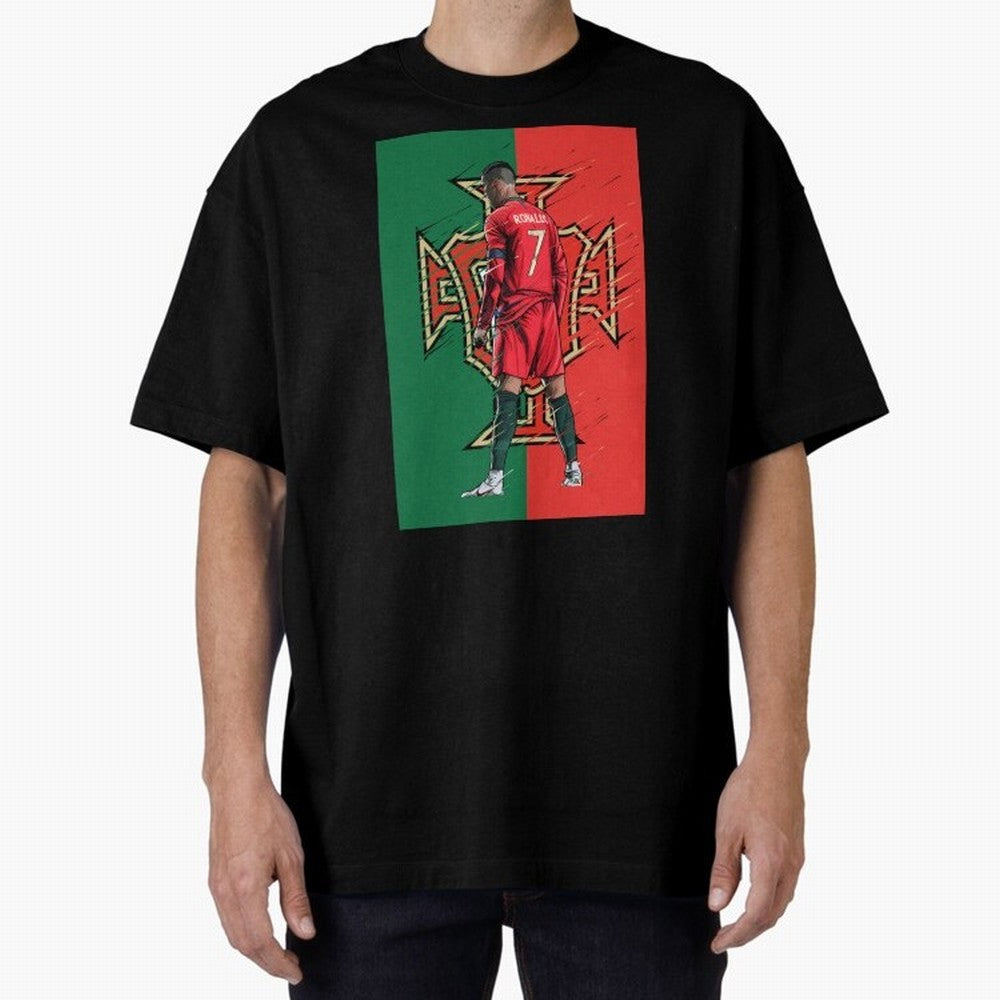 CR7 Portugal Oversized T-Shirt Fuel Your Fan Pride for FIFA World Cup 2026 Group Stage for Fans of Messi, Neymar and Mbappe and Netherlands, Bringing Match Day Excitement, Supporter Culture, Golden Goals and Global Football Passion; Great for Watch