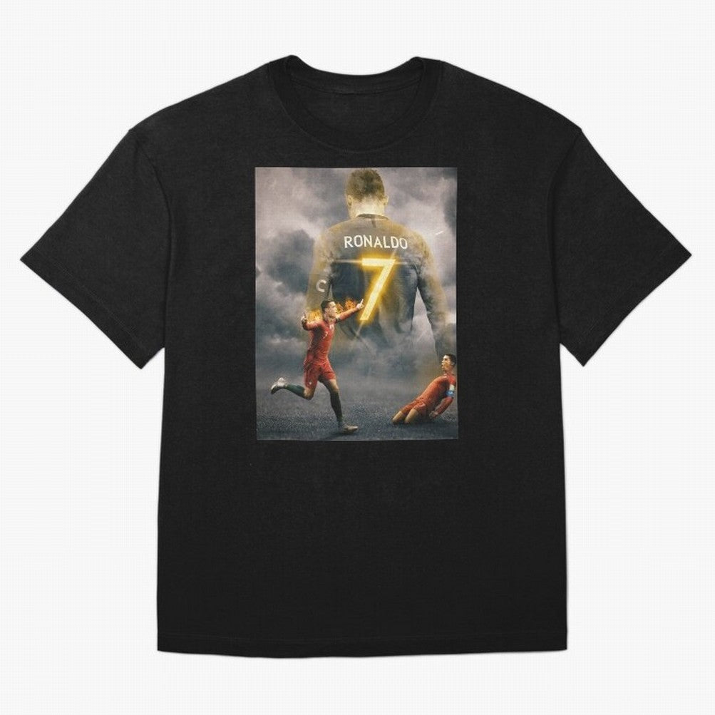 Art CR7 Wallpaper Oversized T-Shirt Celebrate the Next Chapter of FIFA World Cup 2026 Group Stage Spirit, Highlighting Spain, Messi, Neymar and Mbappe, Stadium Memories, Football Loyalty, International Chants and Championship Tradition; Ideal for