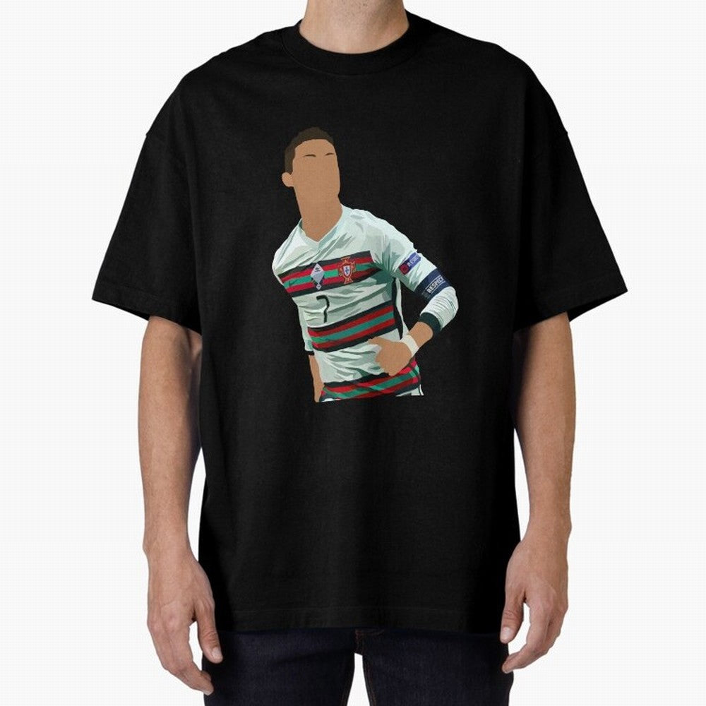 Cristiano Ronaldo Portugal Oversized T-Shirt Celebrate Every Goal in Global Football Passion for FIFA World Cup 2026, Filled with Messi, CR7 and Mbappe, Spain, Championship Spirit, Famous Goals, Roaring Crowds and International Football Unity;