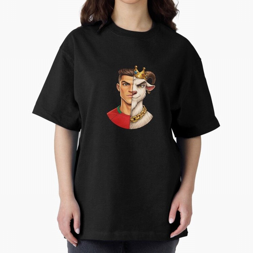 Half Man Half Goat - Cristiano Ronaldo Oversized T-Shirt Enjoy the FIFA World Cup 2026 Group Stage Journey through Neymar, Haaland and Cristiano Ronaldo Highlights, Spain Pride, Tournament Hype, Historic Matchups, Family Viewing Parties and Global