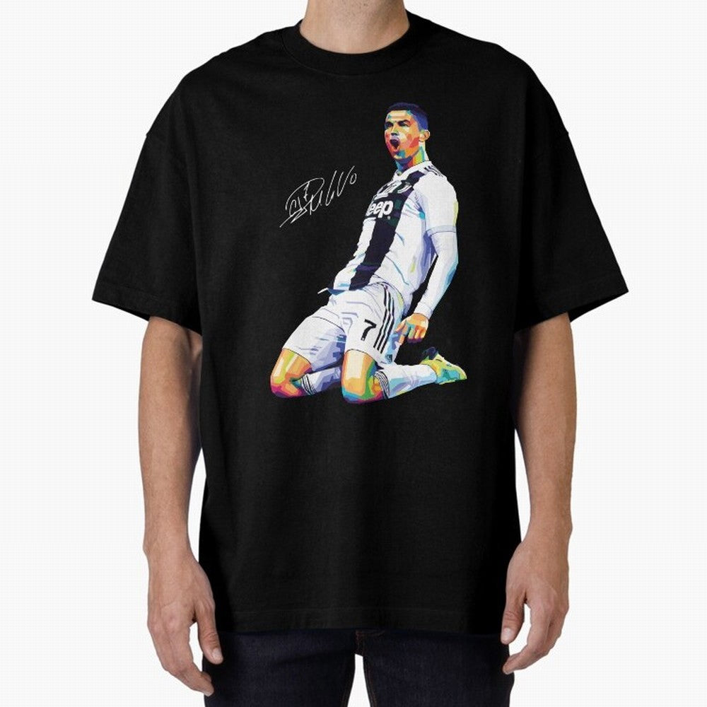 C Ronaldo Wpap Pop Art Oversized T-Shirt Celebrate Soccer Greatness during Match Day Hype around FIFA World Cup 2026, Messi, Brazil, Vintage Soccer Flavor, Modern Football Stars, National Flags and Final Night Emotion; Made for Collectors Who Enjoy