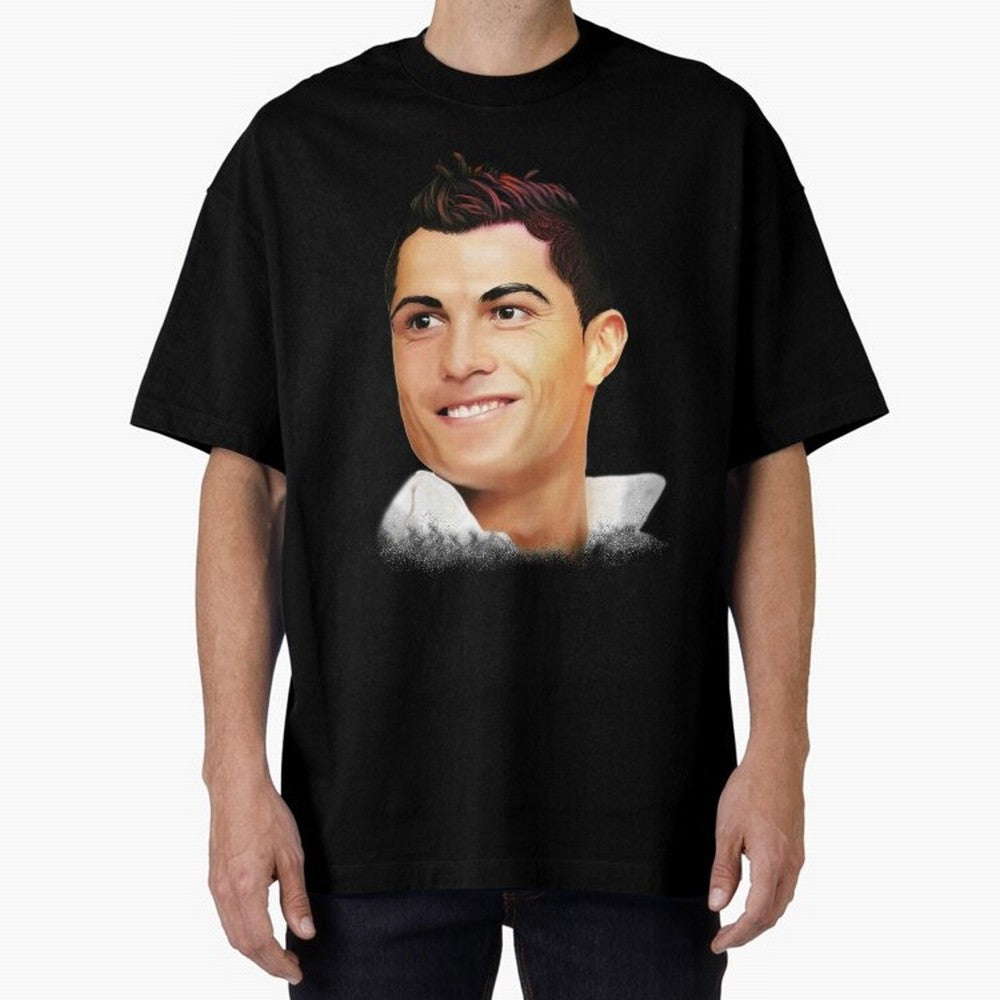 Cristiano Ronaldo CR7 | Digital Painting Oversized T-Shirt Show Love for Legendary Goals in FIFA World Cup 2026 USA Canada Mexico for Fans of Haaland and Mbappe and Portugal, Spain and Germany, Bringing Sports Nostalgia, International Competition,