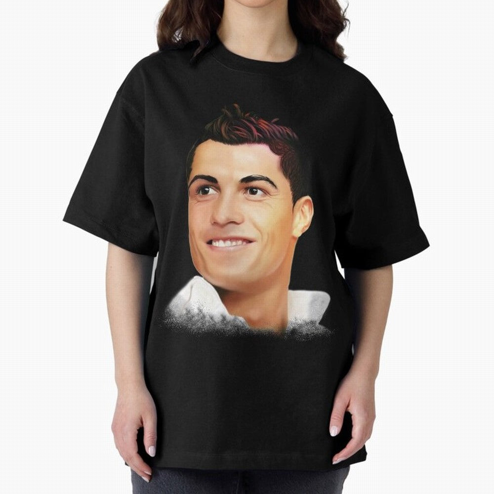 Cristiano Ronaldo CR7 | Digital Painting Oversized T-Shirt Show Love for Legendary Goals in FIFA World Cup 2026 USA Canada Mexico for Fans of Haaland and Mbappe and Portugal, Spain and Germany, Bringing Sports Nostalgia, International Competition,